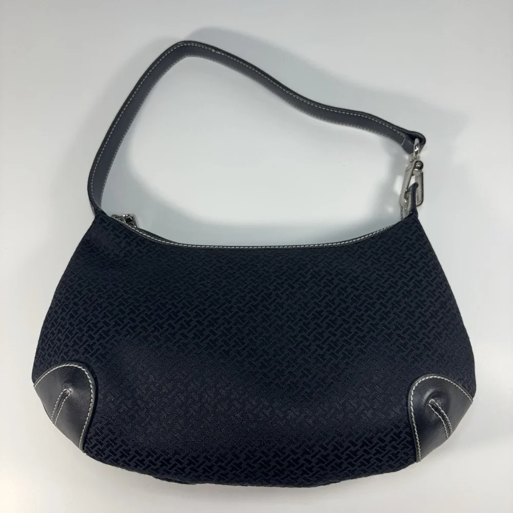Vintage Talbots Y2K Black Jacquard Hobo Bag Contrast Stitching Shoulder Purse